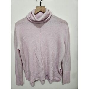 Athleta S Extra Fine Merino Wool Turtleneck Sweater Pink Cozy Oversized Tunic